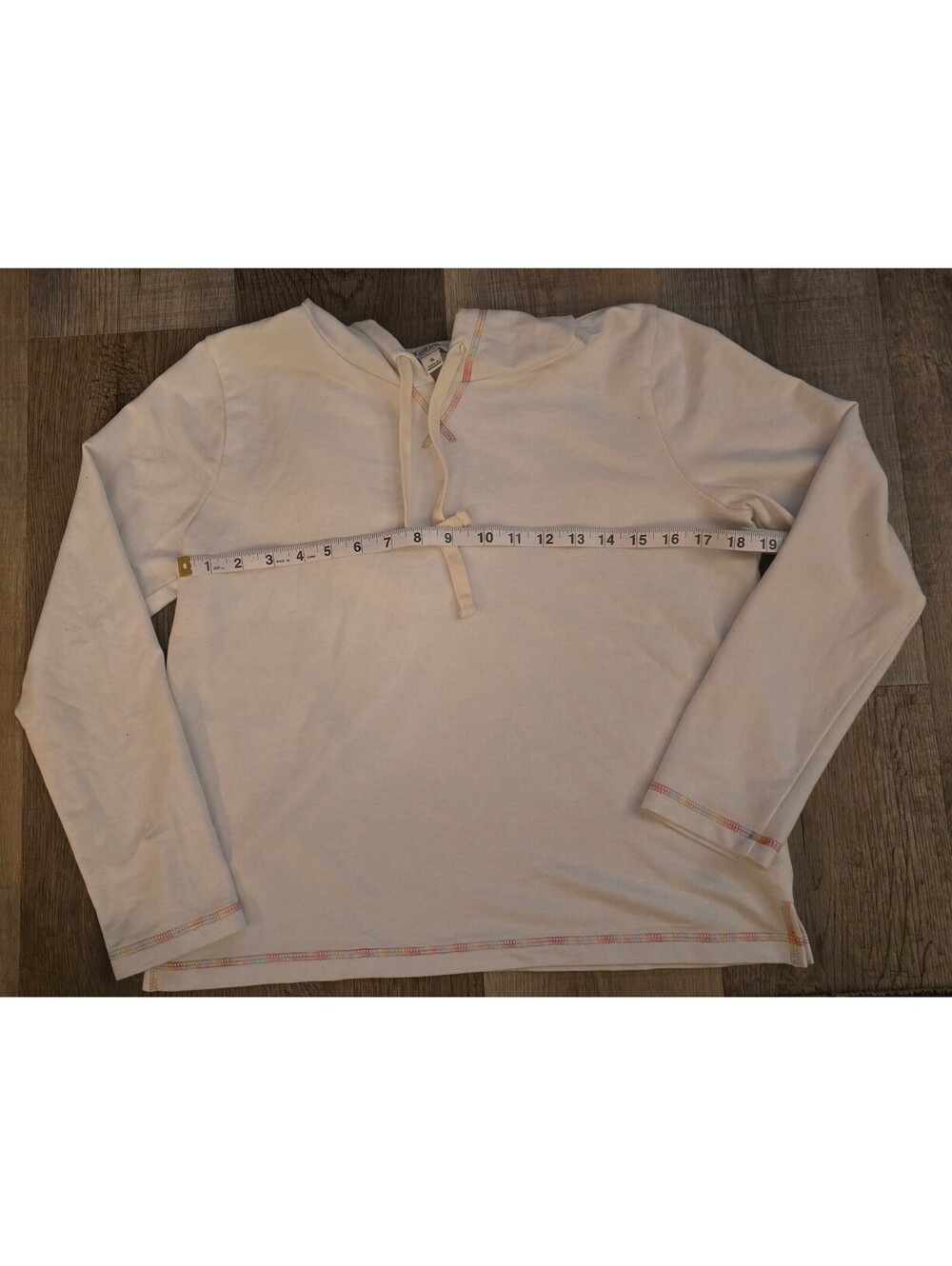 J.Crew Off-White Rainbow Flatlock Stitch Hoodie Sweatshirt